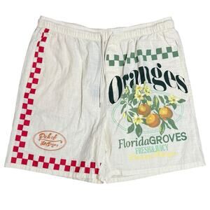 NovaMen Florida Oranges Shorts XXL Cream Graphic Drawstring Cotton Lounge